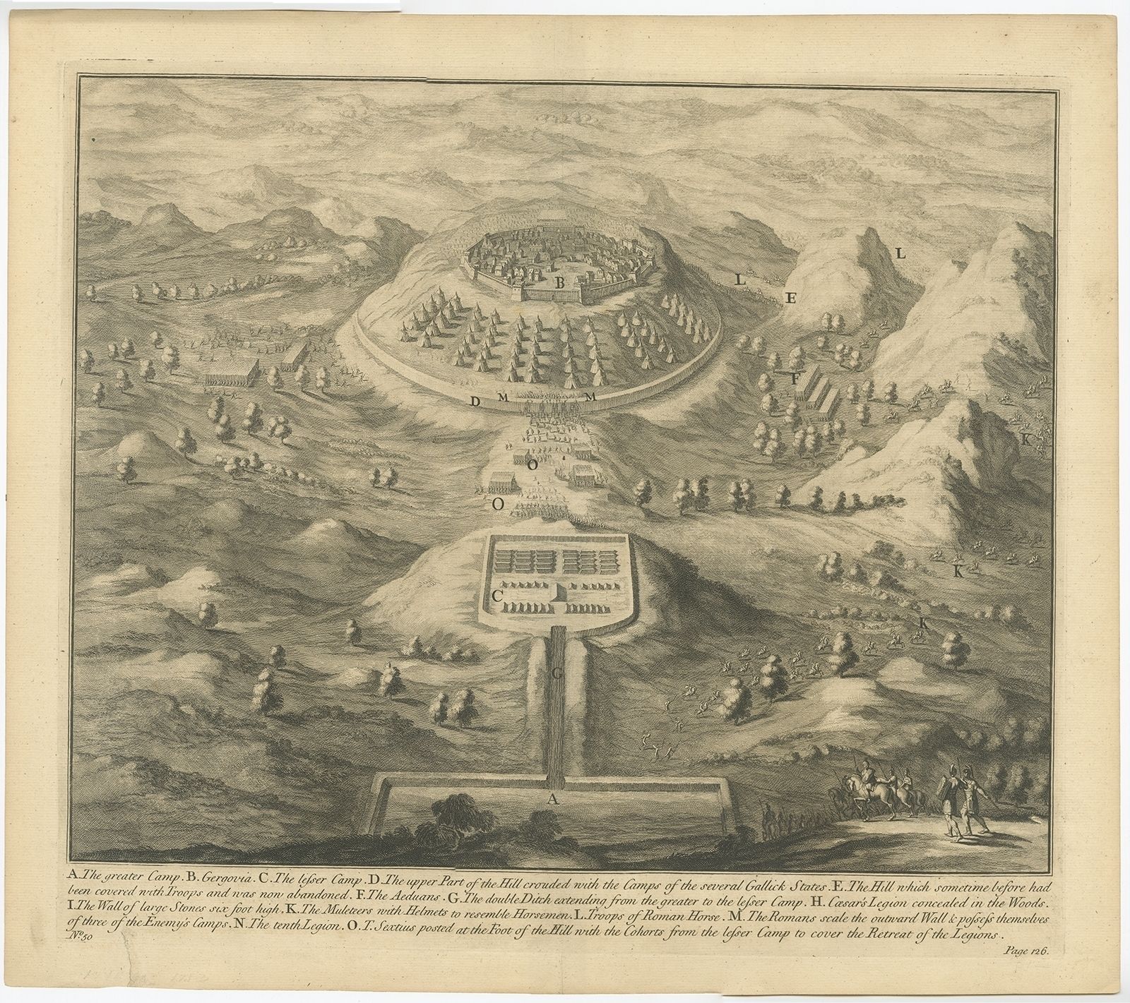 No. 50 Antique Print Of The Greater And Lesser Camp By Duncan (C.1753)