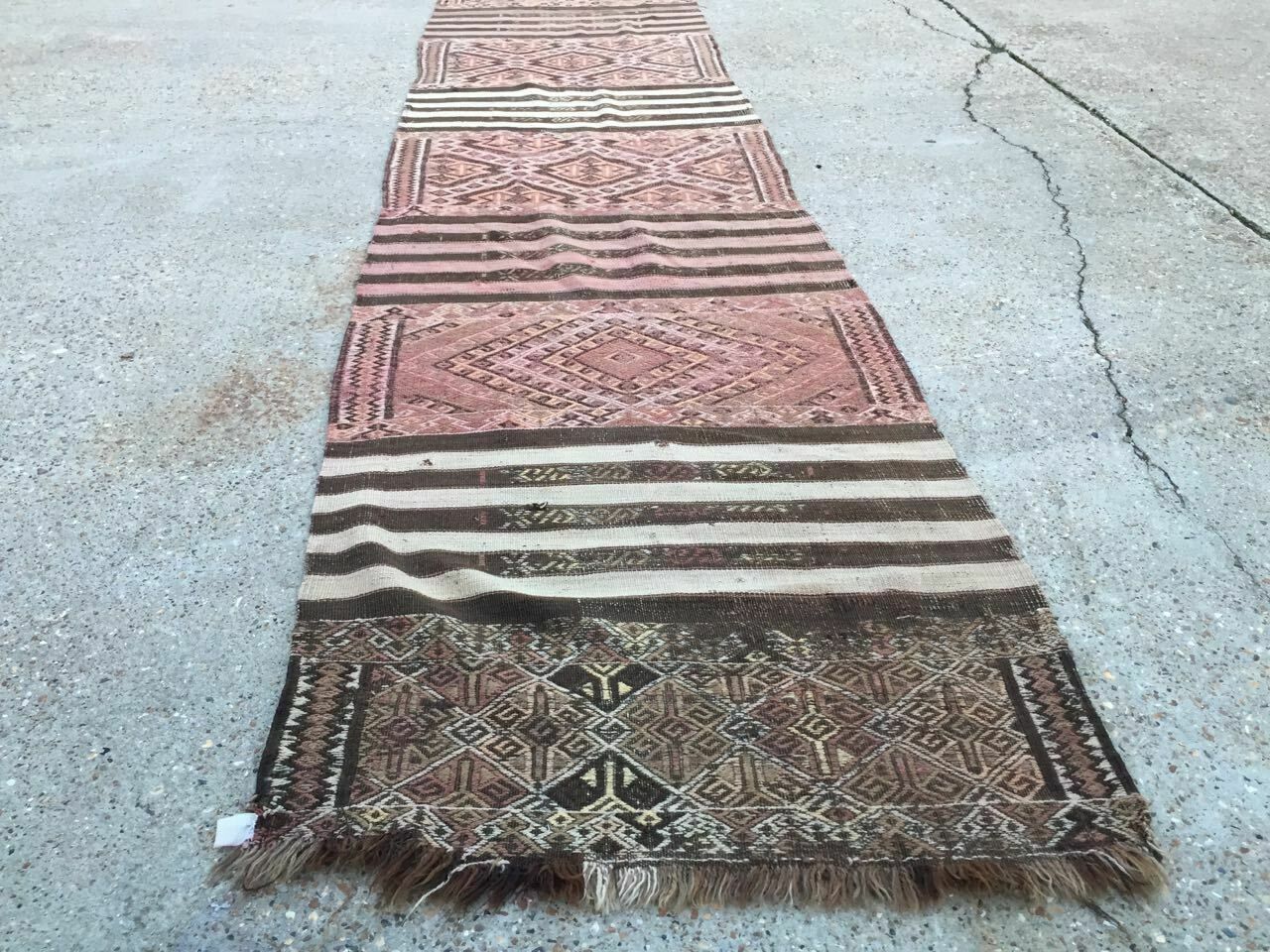 Old Turkish Narrow Kilim Runner 450x88cm, Shabby Chic, Vintage Decor Kelim Rug photo furniture