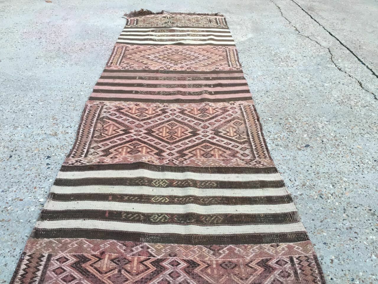 Old Turkish Narrow Kilim Runner 450x88cm, Shabby Chic, Vintage Decor Kelim Rug photo 950.0