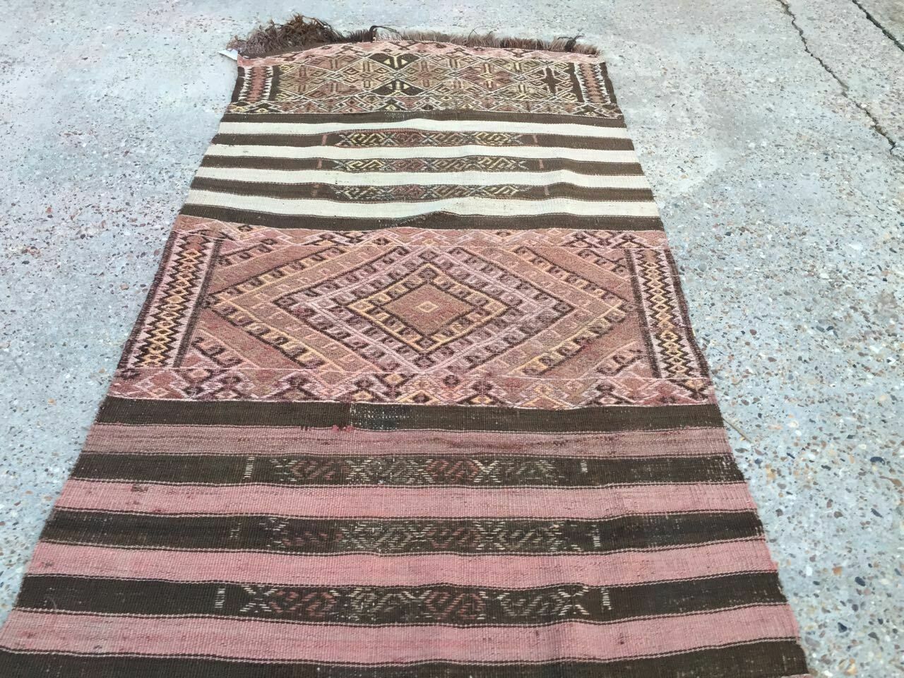 Old Turkish Narrow Kilim Runner 450x88cm, Shabby Chic, Vintage Decor Kelim Rug photo vinterior