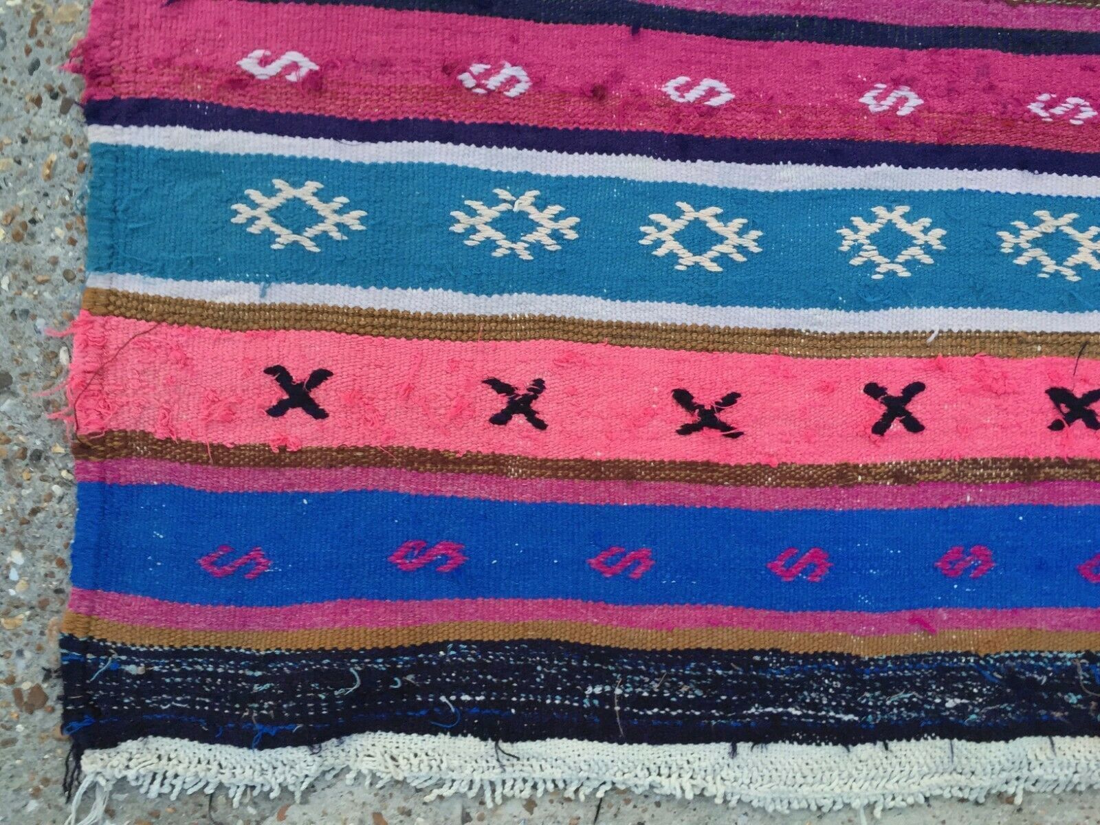 Vintage Turkish Kilim Rug Runner 340x93cm Shabby Old Country Home Kelim Rug photo Textiles