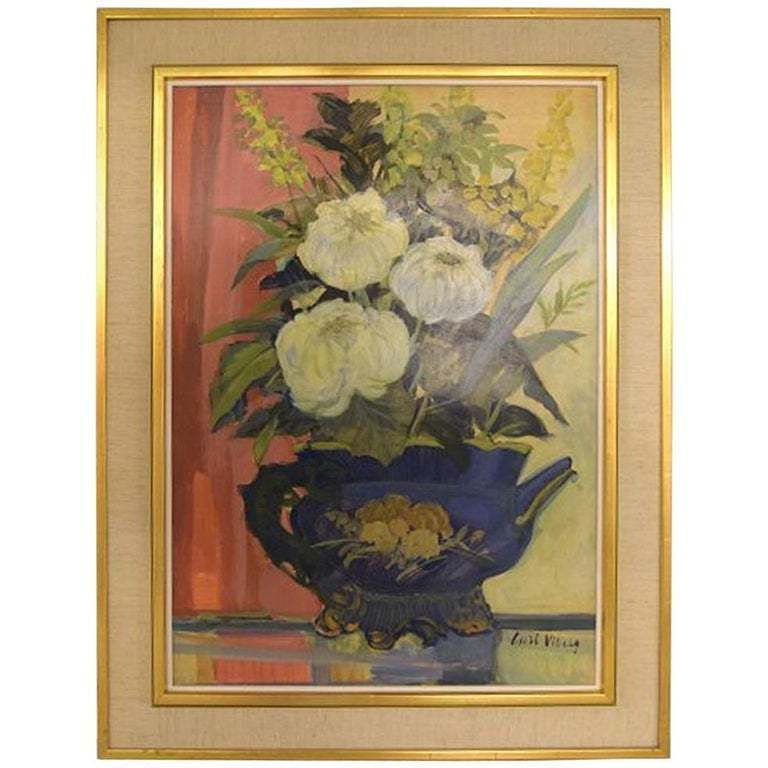 Curt Viberg ‘1908 1969’, Swedish Painter, Still Life With Flowers, Oil On Board