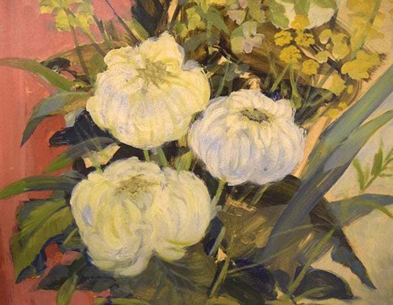 Curt Viberg ‘1908 1969’, Swedish Painter, Still Life With Flowers, Oil On Board photo for sale