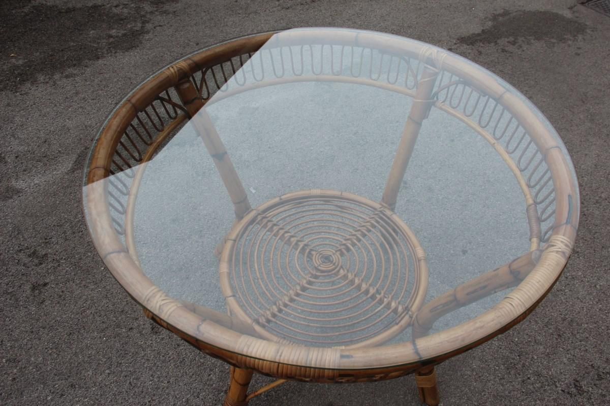 Midcentury Round Dining Table Italian Design Glass Top For Garden photo 3034.0