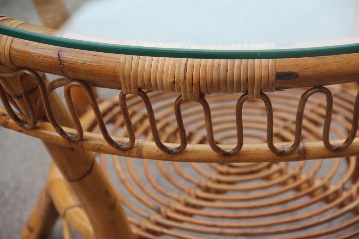 Midcentury Round Dining Table Italian Design Glass Top For Garden photo vinterior