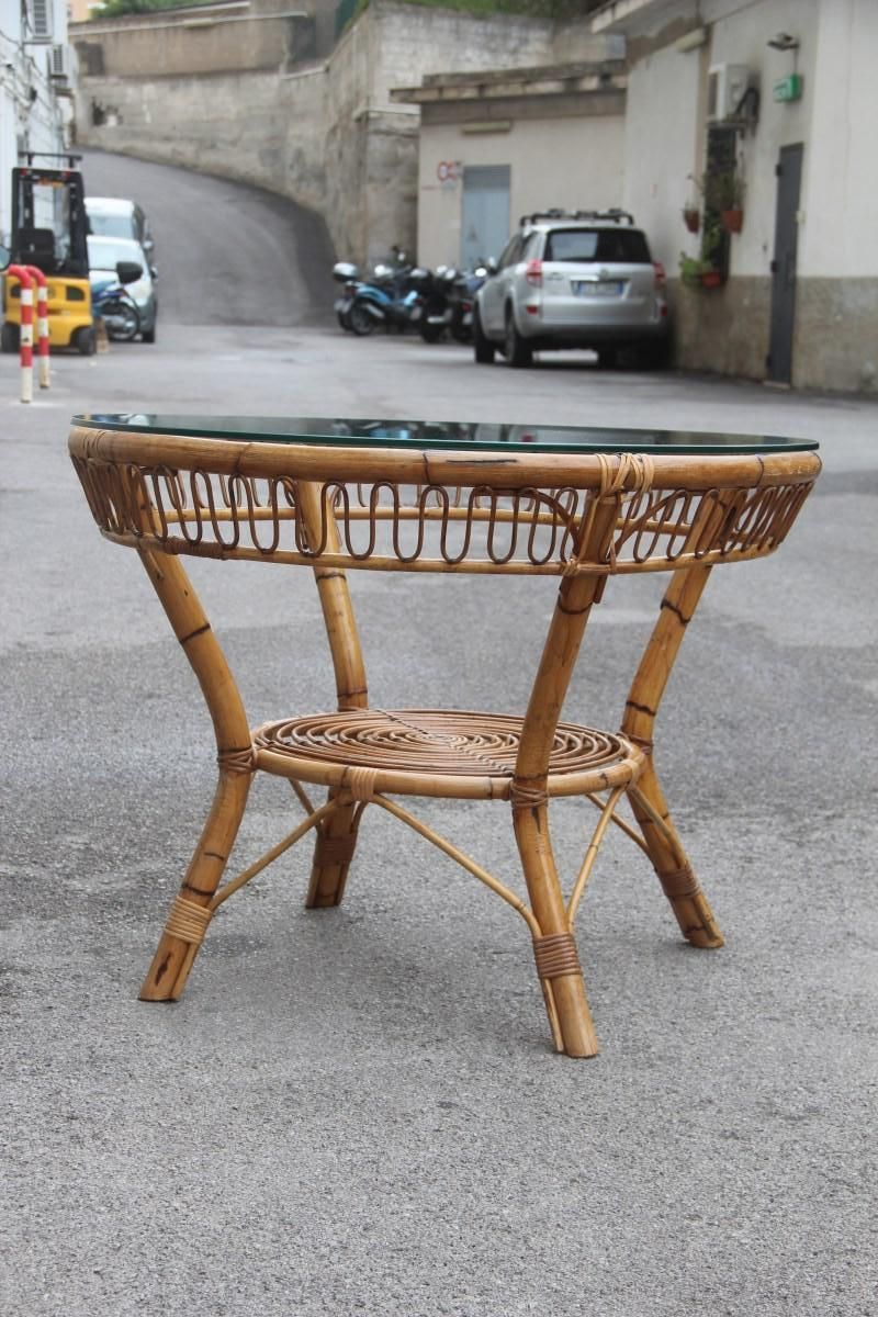 photo furniture Midcentury Round Dining Table Italian Design Glass Top For Garden