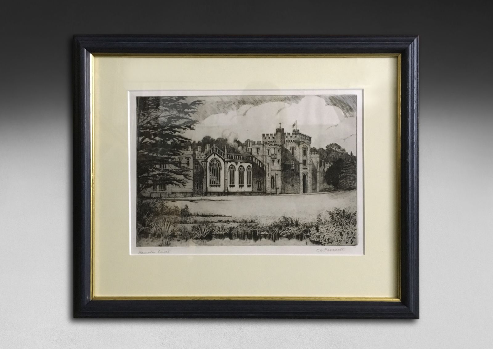 Early 20th Century Black And White Etching, Cb Prescott – Hampton Court, Herefordshire