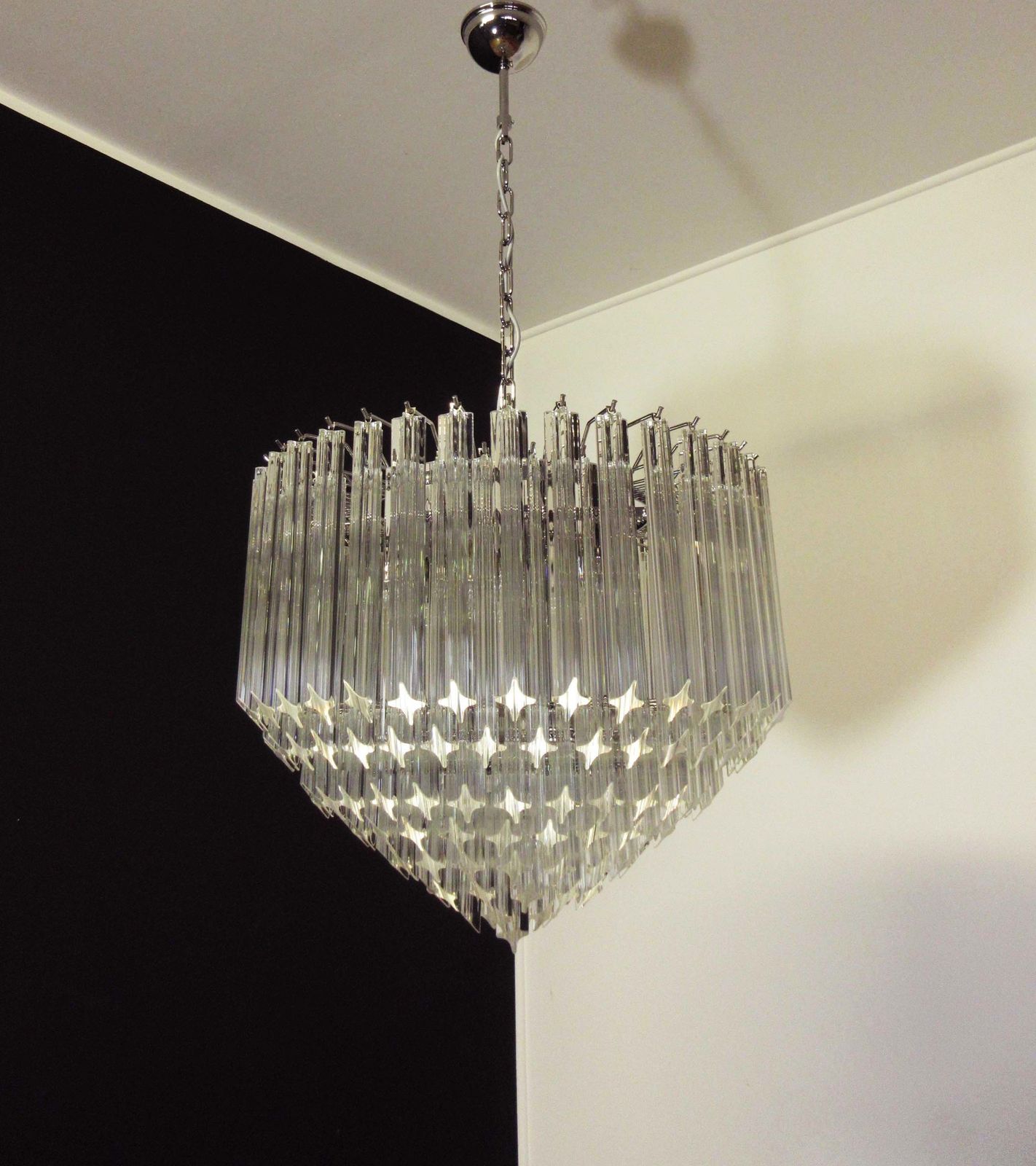 Modern Quadriedri Murano Glass Chandelier   163 Trasparent Prism Quadriedri