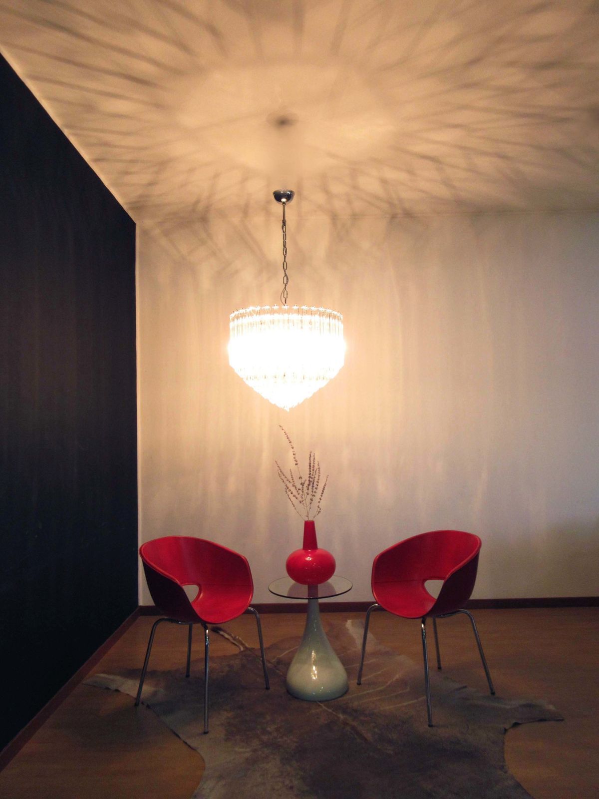 photo vintage Modern Quadriedri Murano Glass Chandelier   163 Trasparent Prism Quadriedri
