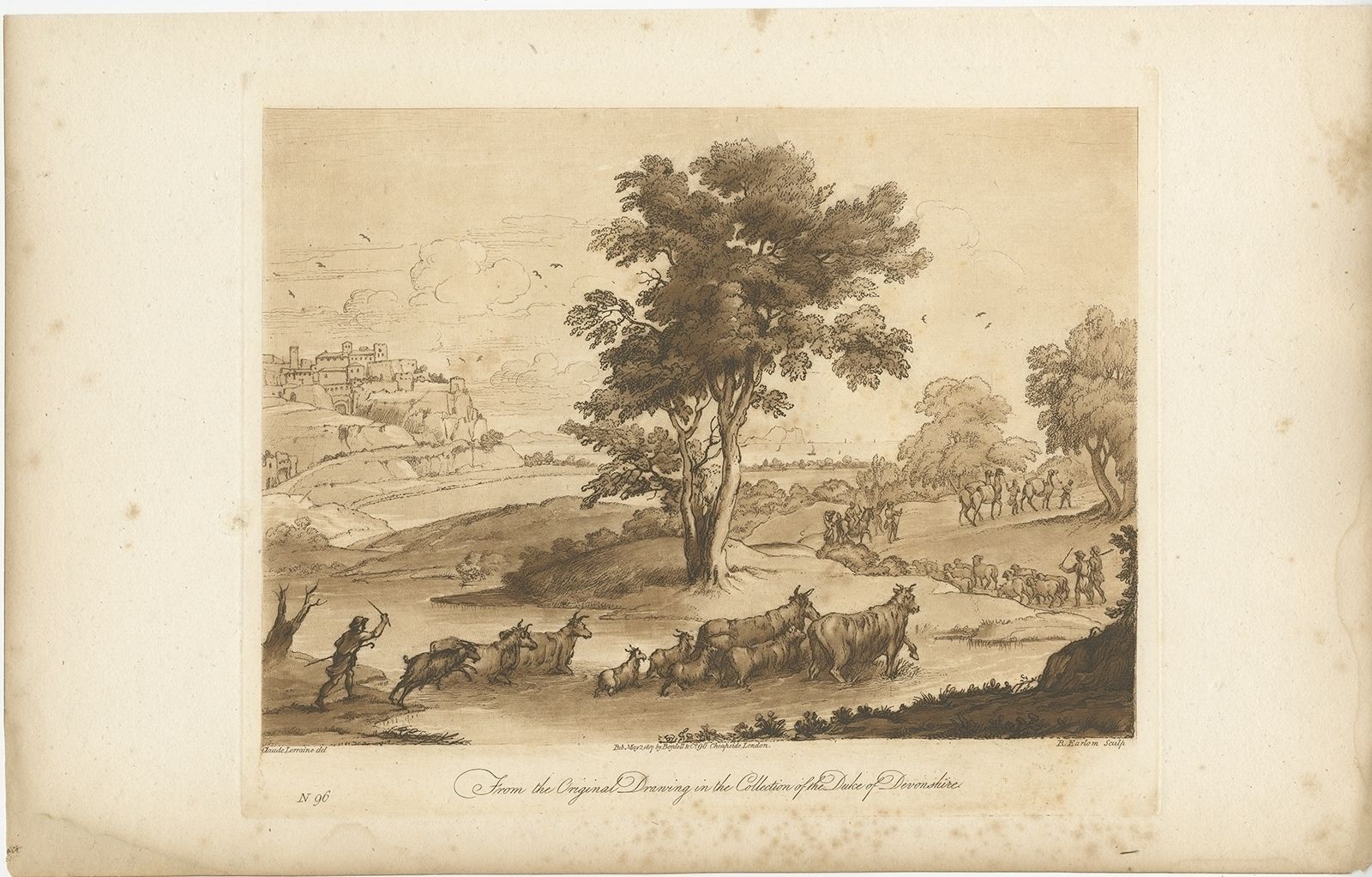 Pl. 96 Antique Print Of A Landscape With Cattle By Earlom (1819)