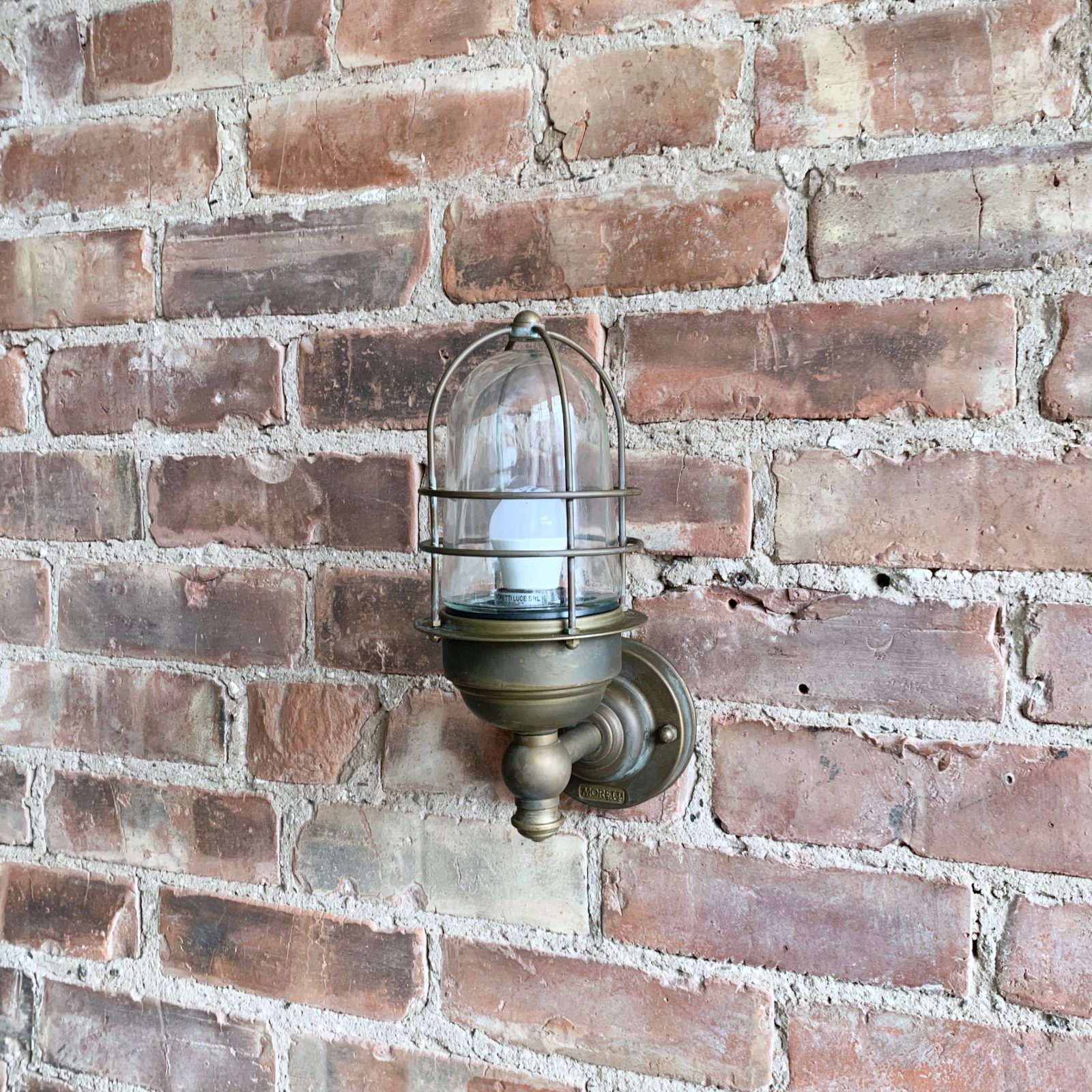 Contemporary Aged Brass Torch Bulk Head Wall Light photo Garden Lighting