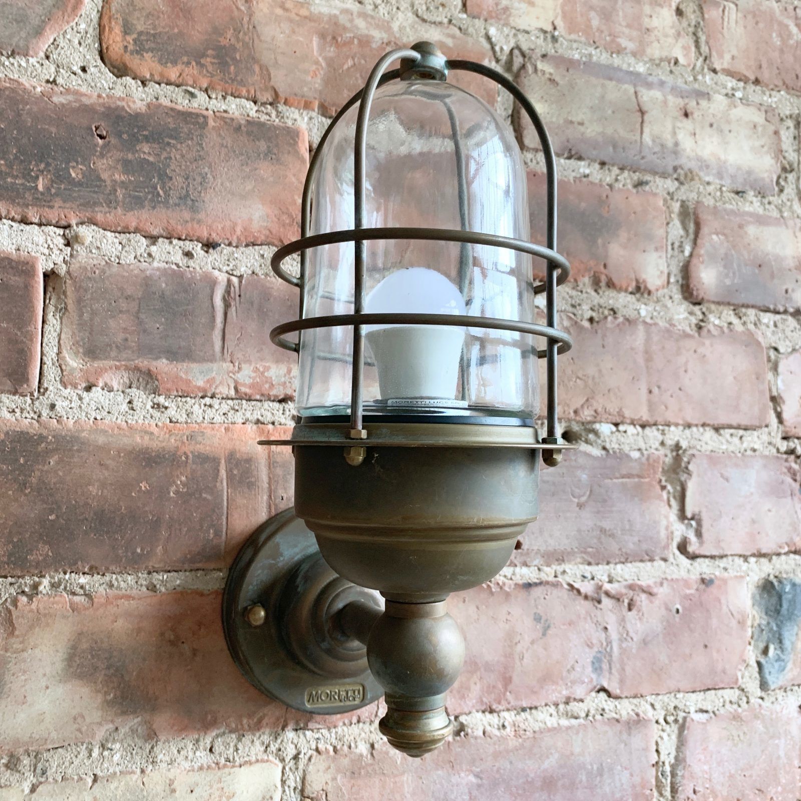 photo for sale Contemporary Aged Brass Torch Bulk Head Wall Light
