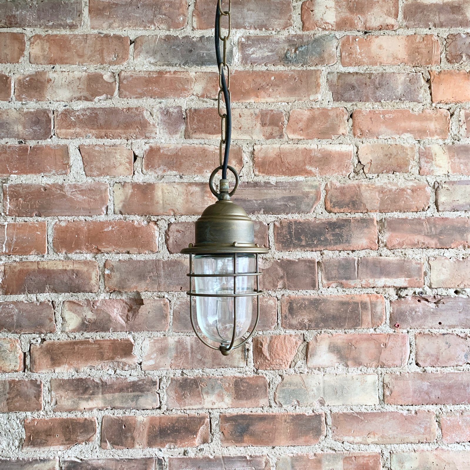 Contemporary Aged Brass Bulk Head Pendant