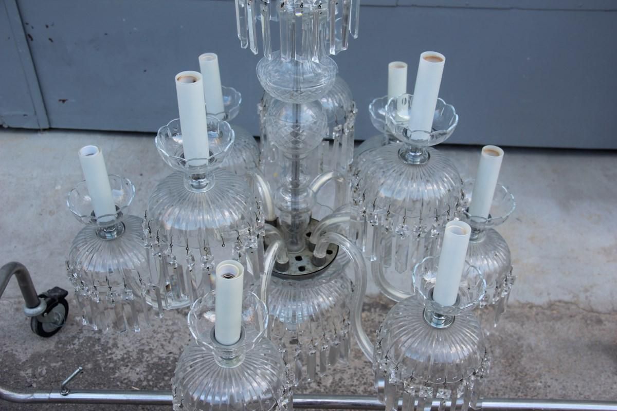 Round Great Classic Chandelier Trasparent Crystal Bohemian Art, 1950s photo 3488.0