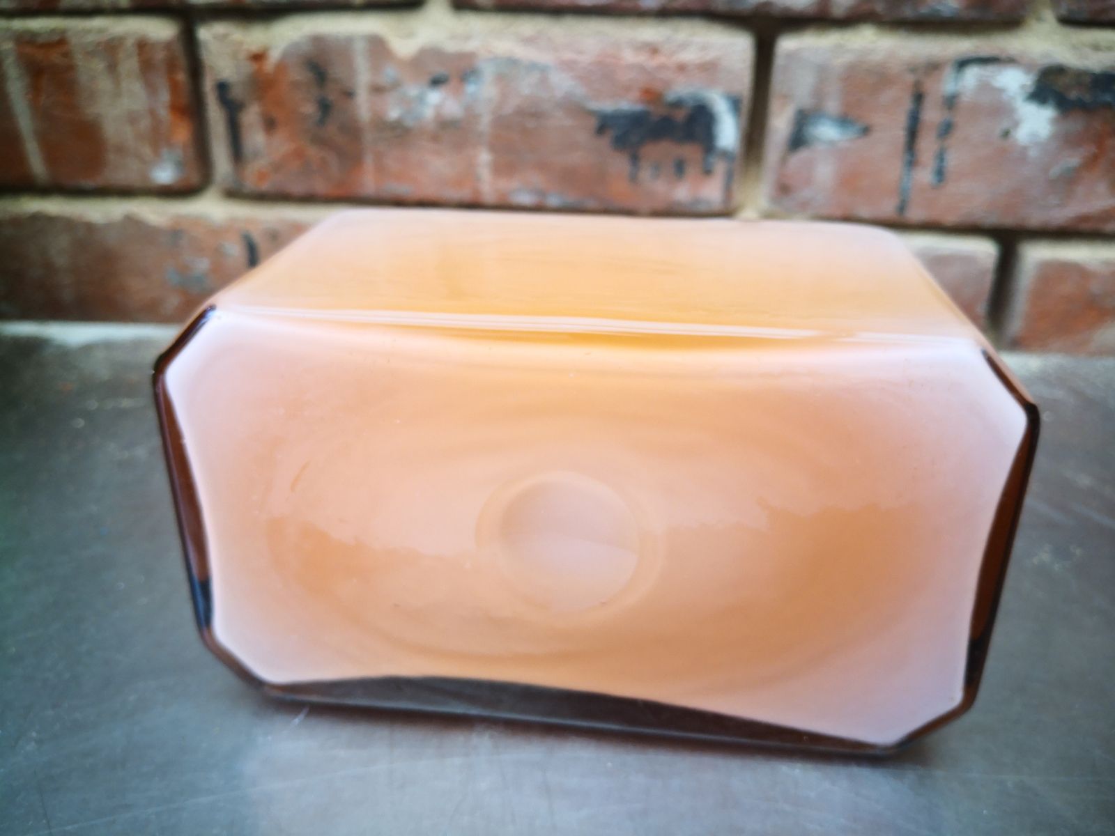 Pink Art Deco 1930s Cased Glass Rectangle Bottle Without Lid photo Home Decor