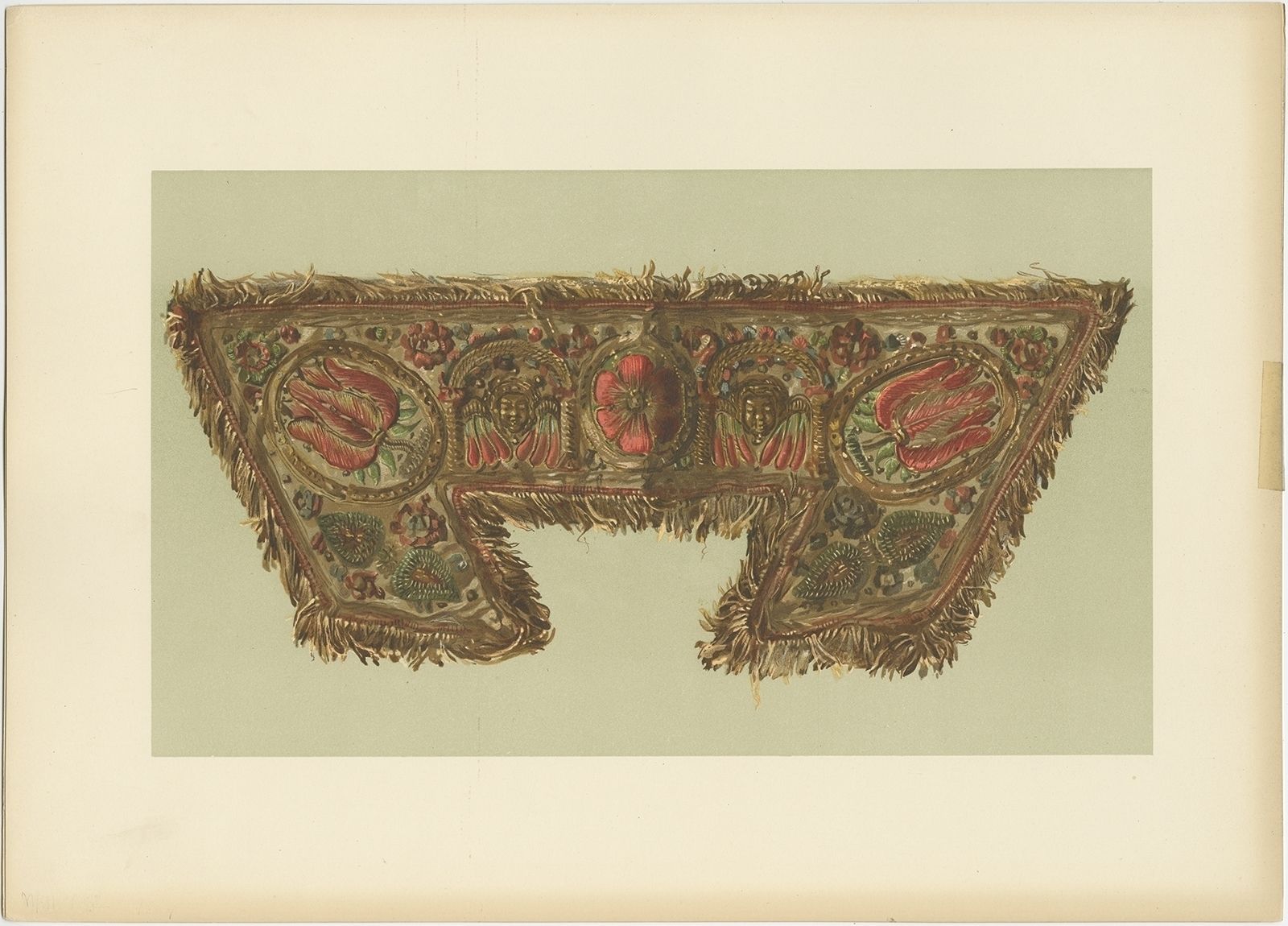 Antique Print Of The Cuff Of Lord Darnley's Glove By Gibb (1890)