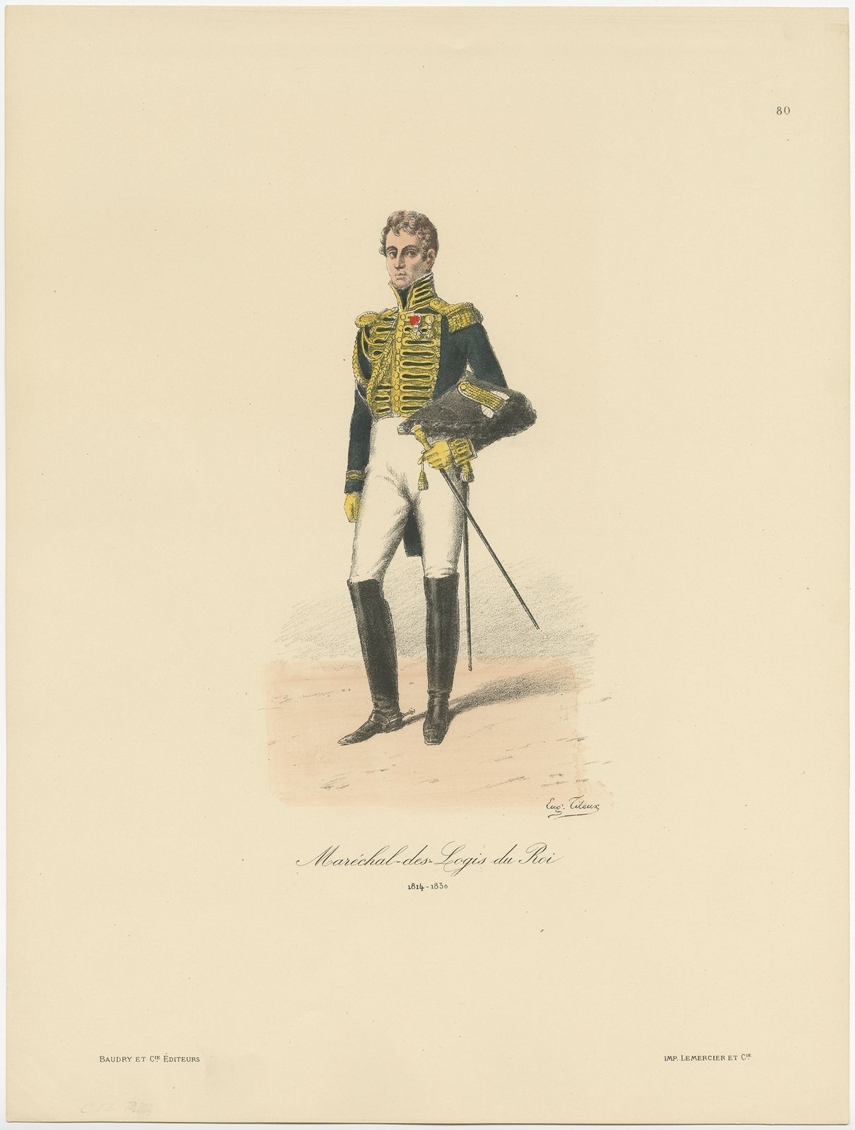 Antique Print Of A French Marshal By Titeux (1890)