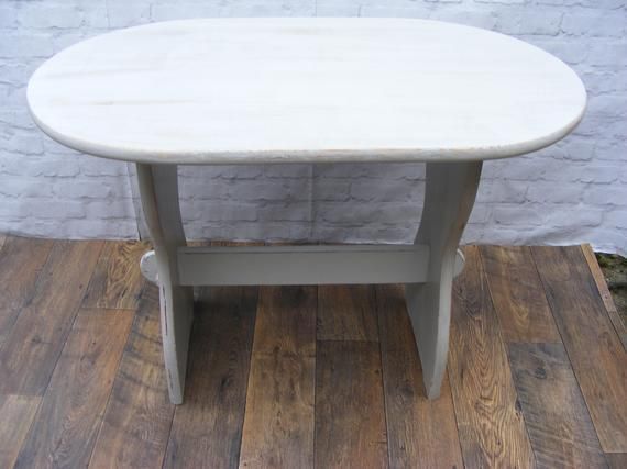 Shabby Chic Pine Table And Spindle Back Chairs Upcycled In Grey And Yellow photo Furniture