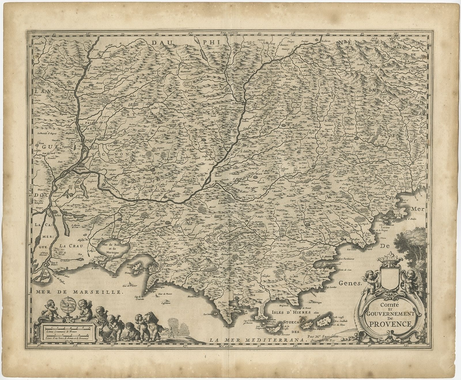 Antique Map Of The Southern Coast Of France By Janssonius (1657)