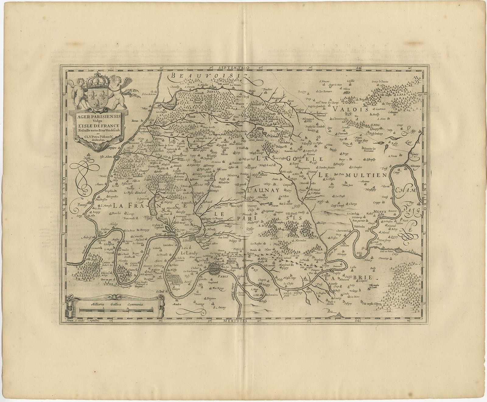 Antique Map Of The Region Of 'île De France' By Janssonius (1657)