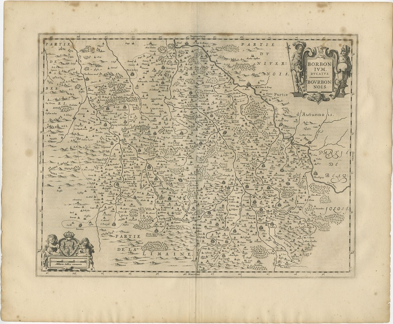 Antique Map Of The Region Of Bourbon By Janssonius (1657)
