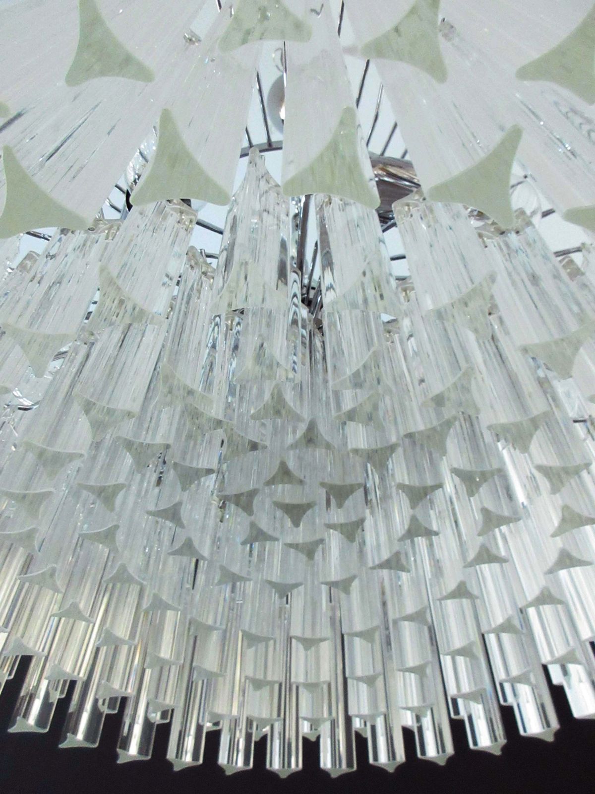 Large Triedri Murano Glass Chandelier   163 Triedri Trasparent Prism photo 2790.0