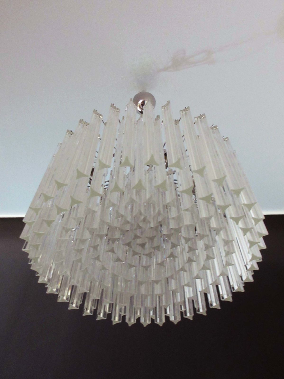 Lighting Large Triedri Murano Glass Chandelier   163 Triedri Trasparent Prism photo
