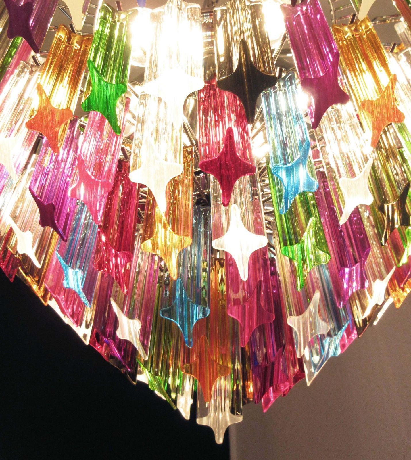 photo vinterior Modern Quadriedri Murano Glass Chandelier   163 Trasparent Prism Quadriedri Multicolor