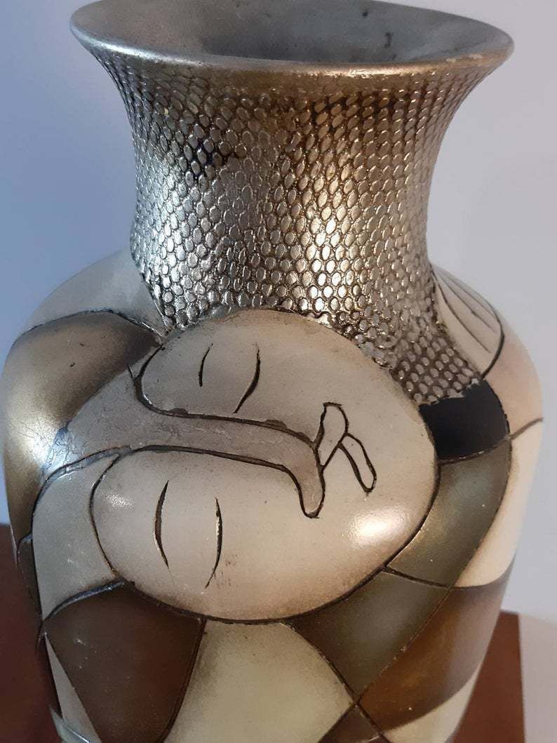 Modernist Ceramic Vase 1970s, Roger Capron Controversial Attribution photo vintage
