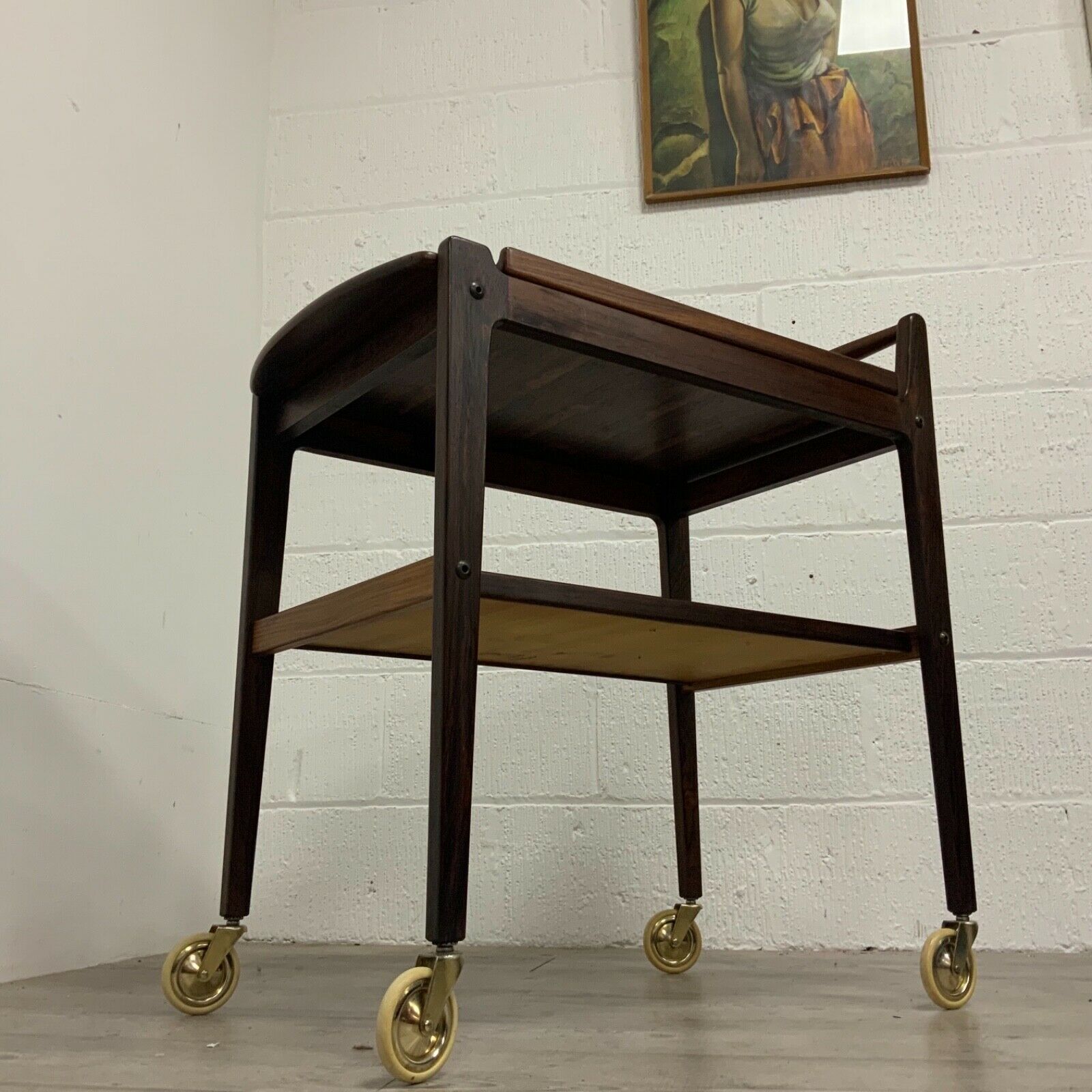 photo for sale Danish Roswood Drinks Trolley Bar Cart By Erik Gustafsson, Removable Tray