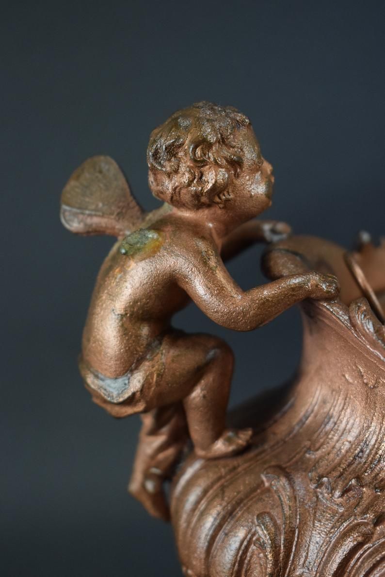 Rococo French Angels Centerpiece Jardiniere Copper Finish photo buy