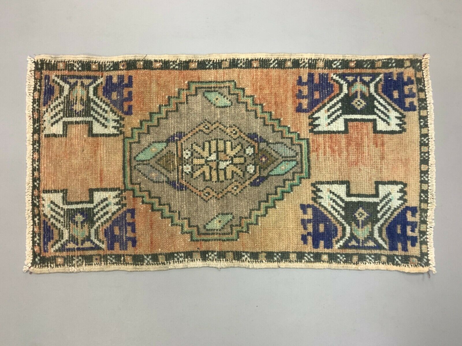 Small Vintage Turkish Rug 90x50 Cm, Short Runner, Tribal, Shabby Chic photo furniture