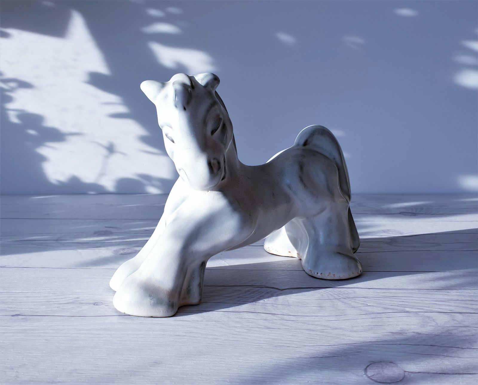 Gefle Ceramics By Maggie Wibom Art Deco White Glaze Stoneware Horse Figurine   1933 1934, Swedish photo 128.0