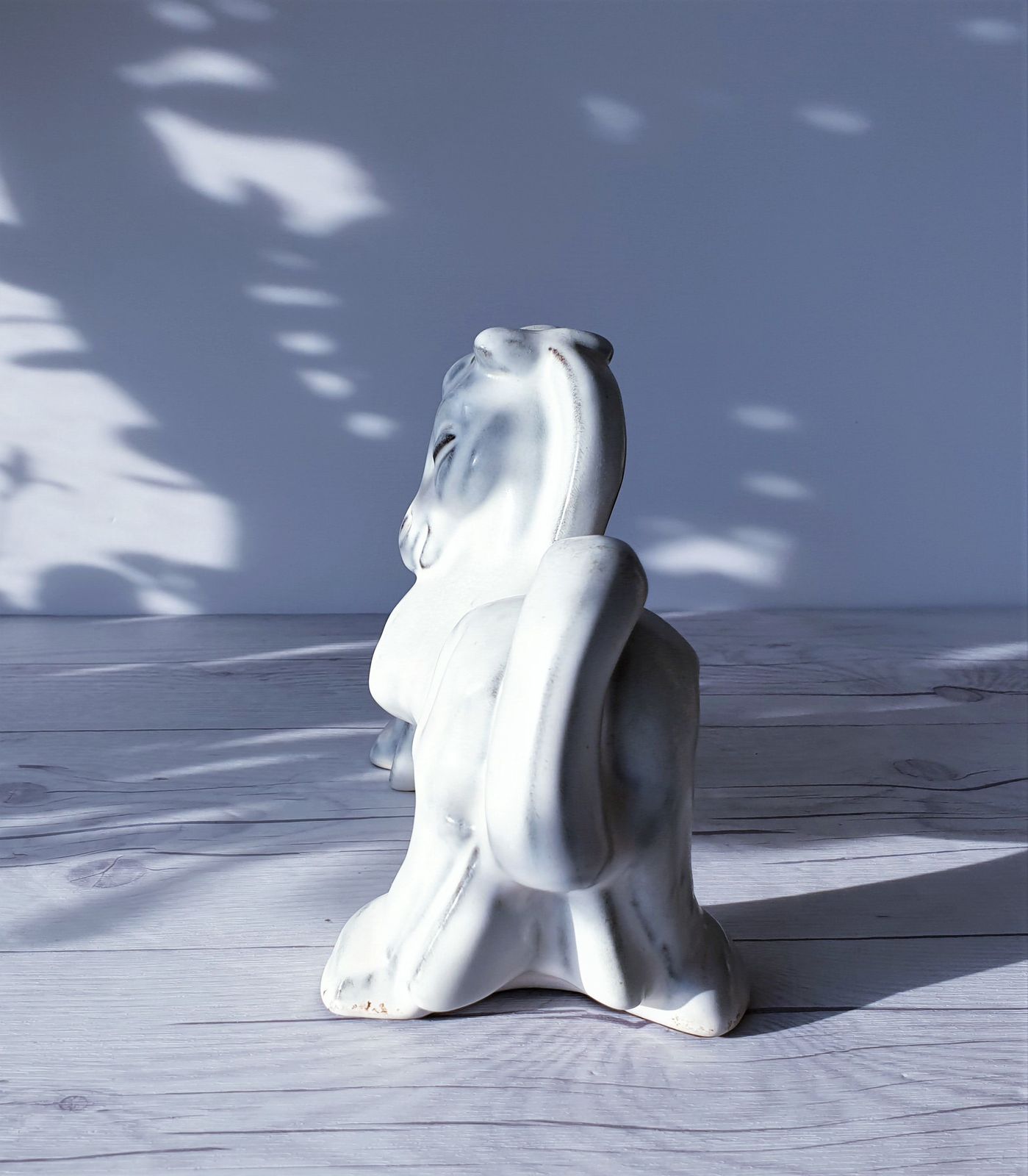 Gefle Ceramics By Maggie Wibom Art Deco White Glaze Stoneware Horse Figurine   1933 1934, Swedish photo vinterior