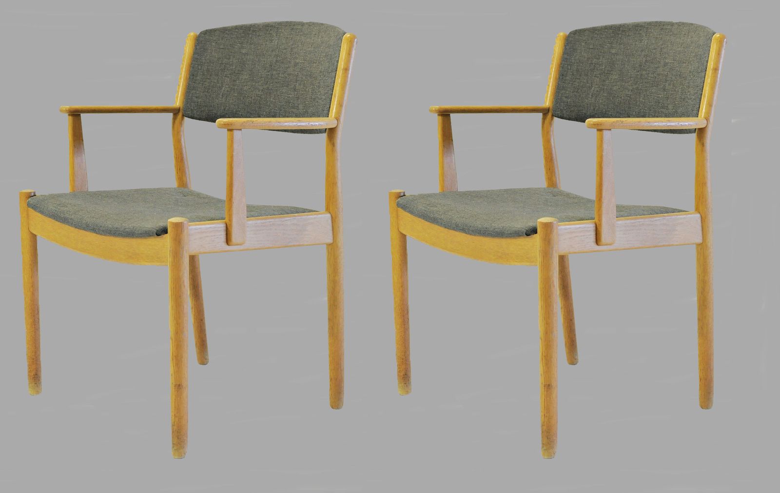 Set Of Two Danish Poul Volther Refinished Armchairs In Oak, Inc. Reupholstery