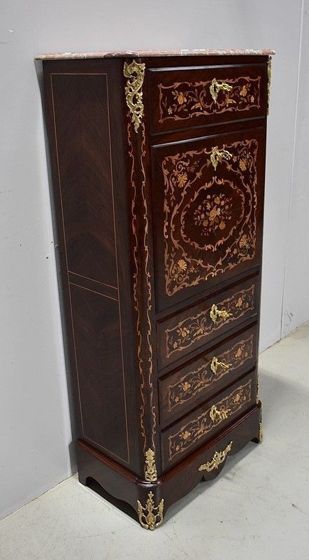 Inlaid Small Secretary, Rosewood, Louis XIV Style, Napoleon III Nineteenth photo furniture