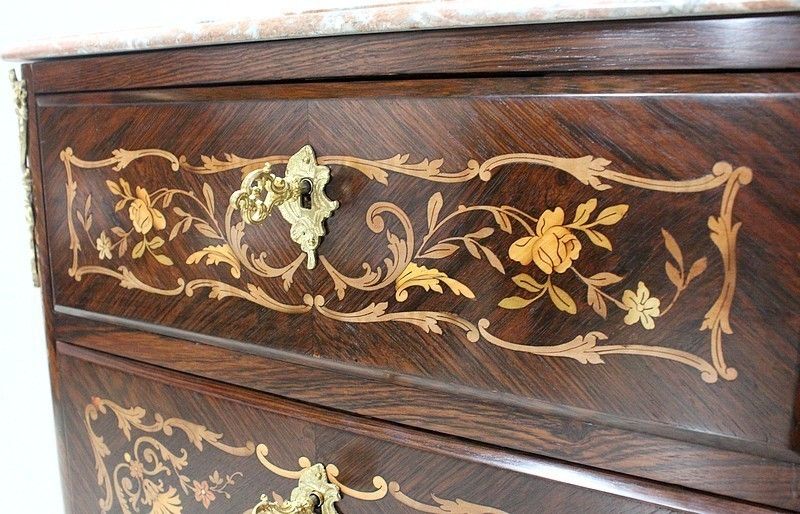 Furniture Inlaid Small Secretary, Rosewood, Louis XIV Style, Napoleon III Nineteenth photo