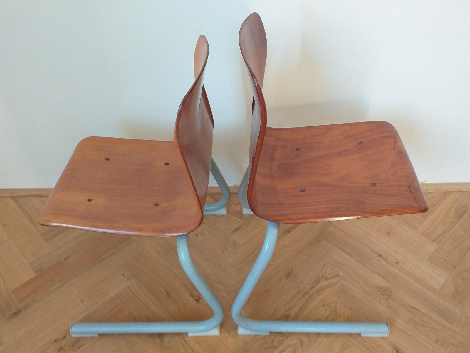 Pair Of Midcentury Children / School Chairs Pagholz, Elmar Flötotto, 1980s photo vinterior