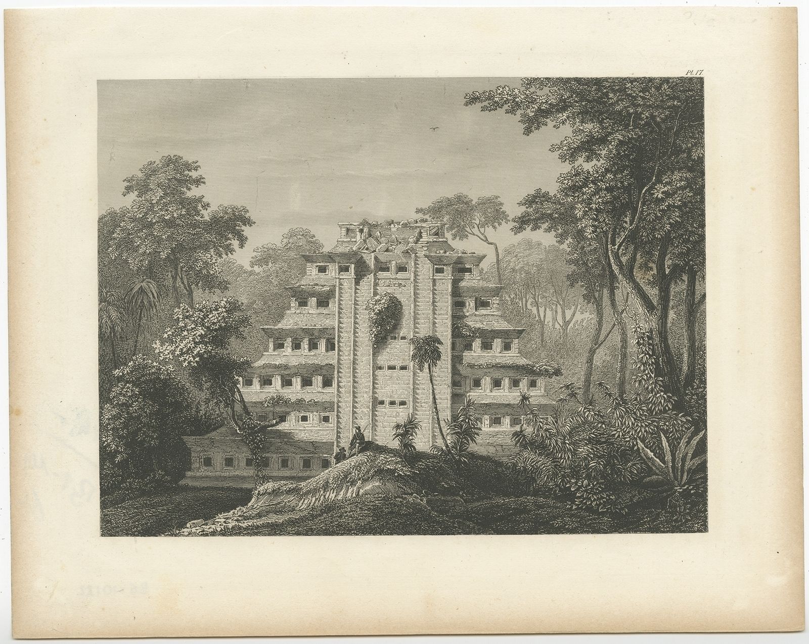Pl. 17 Antique Print Of A Ruin In Mexico By Menzel (1857)