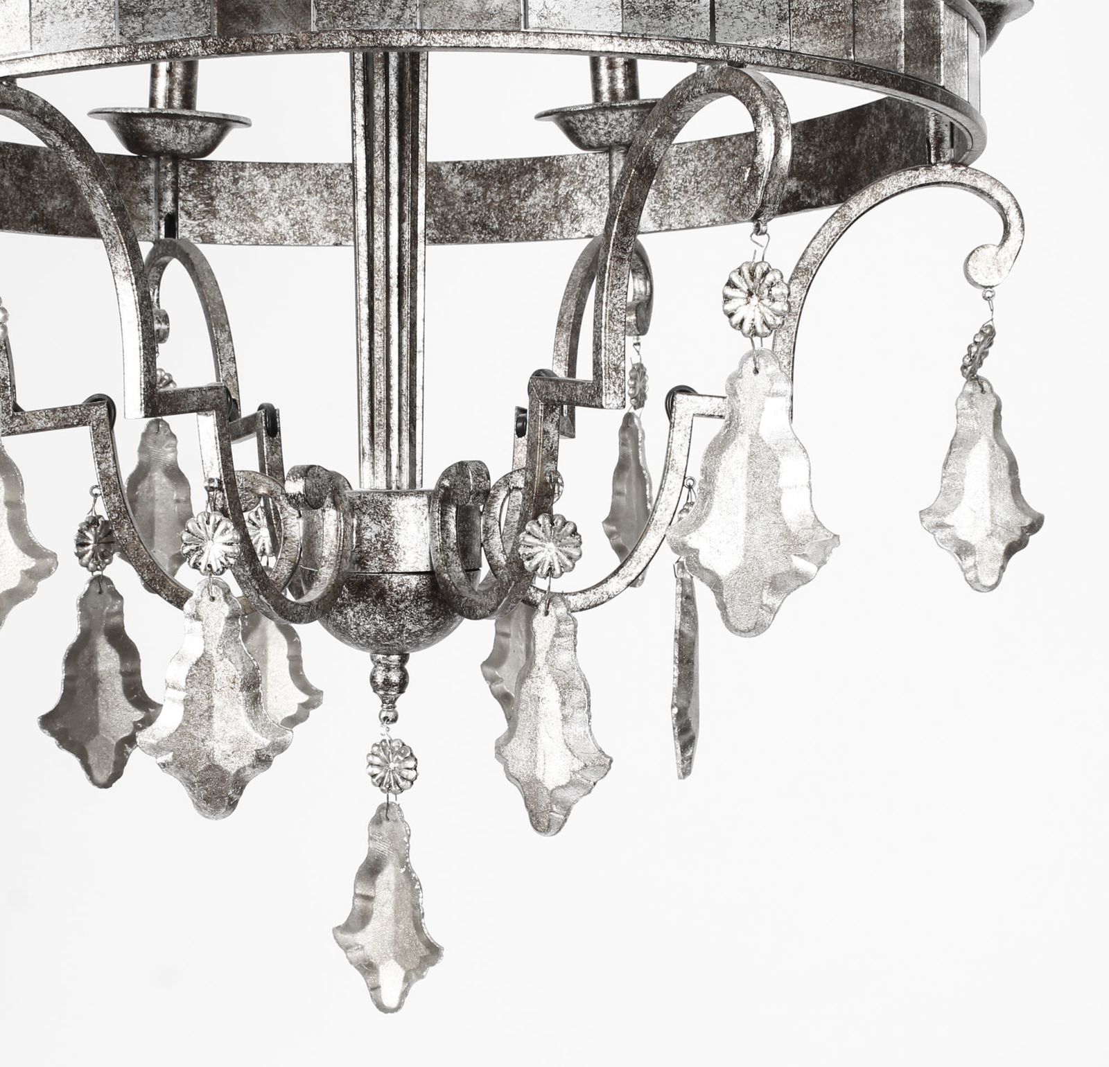 Vintage Silvered Bronze & Mirrored Chandelier Late 20th Century photo for sale