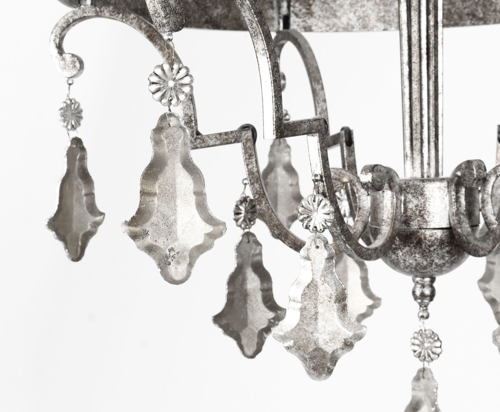 Vintage Silvered Bronze & Mirrored Chandelier Late 20th Century photo 475.0