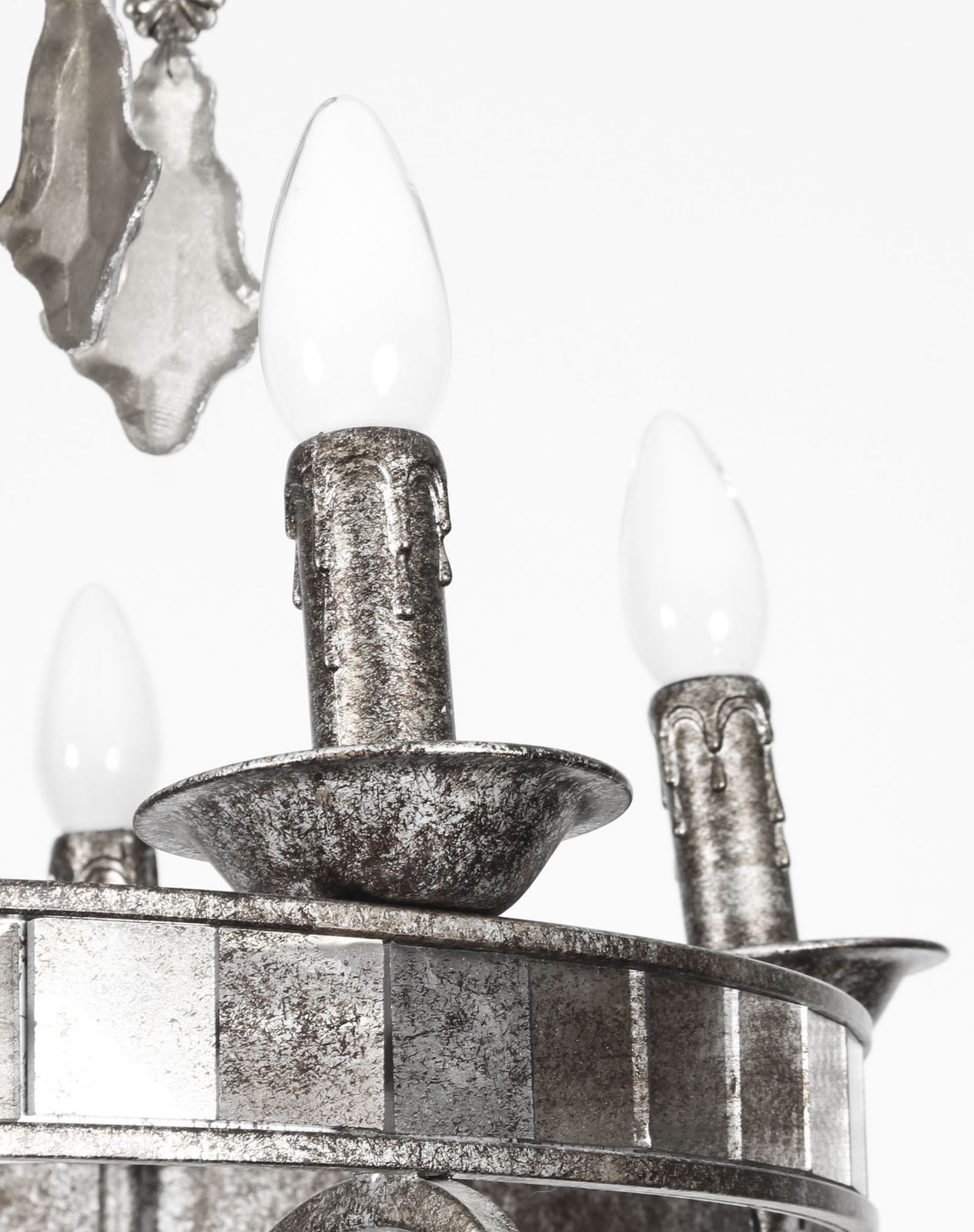 photo furniture Vintage Silvered Bronze & Mirrored Chandelier Late 20th Century
