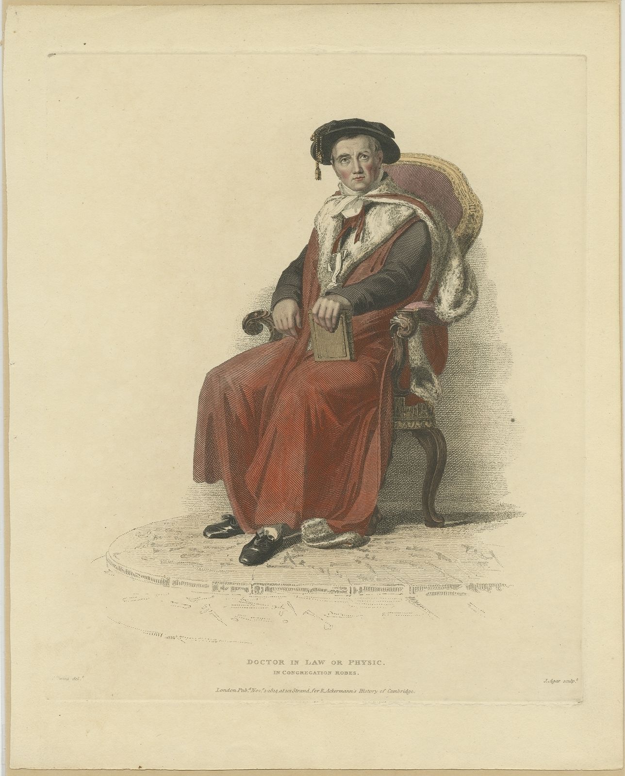 Antique Print Of A Doctor In Law Or Physic By Ackermann (1814)