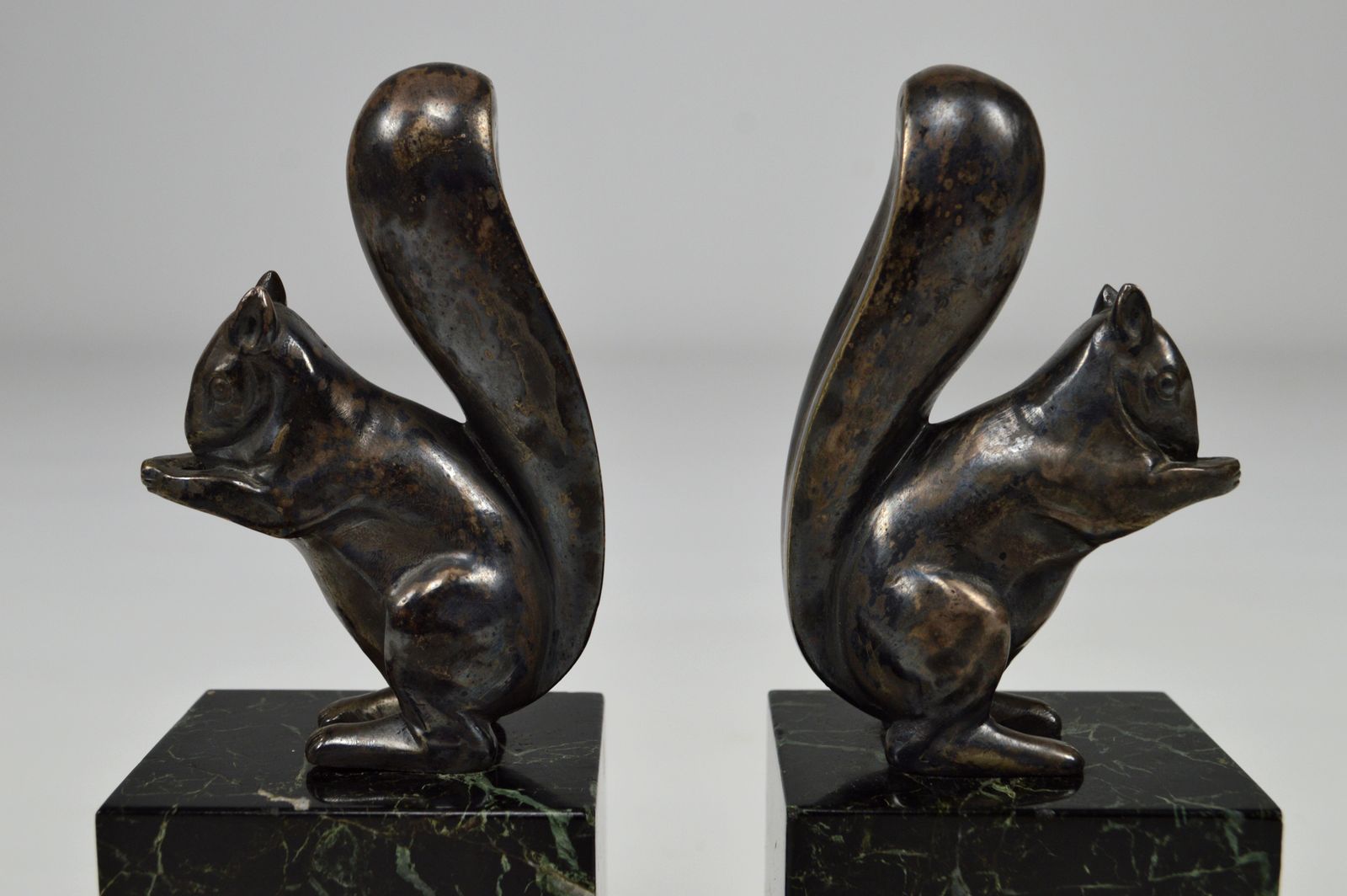 Art Deco Squirrels Bookends, Bronze, Marcel Guillemard, France, Circa 1930 photo vintage