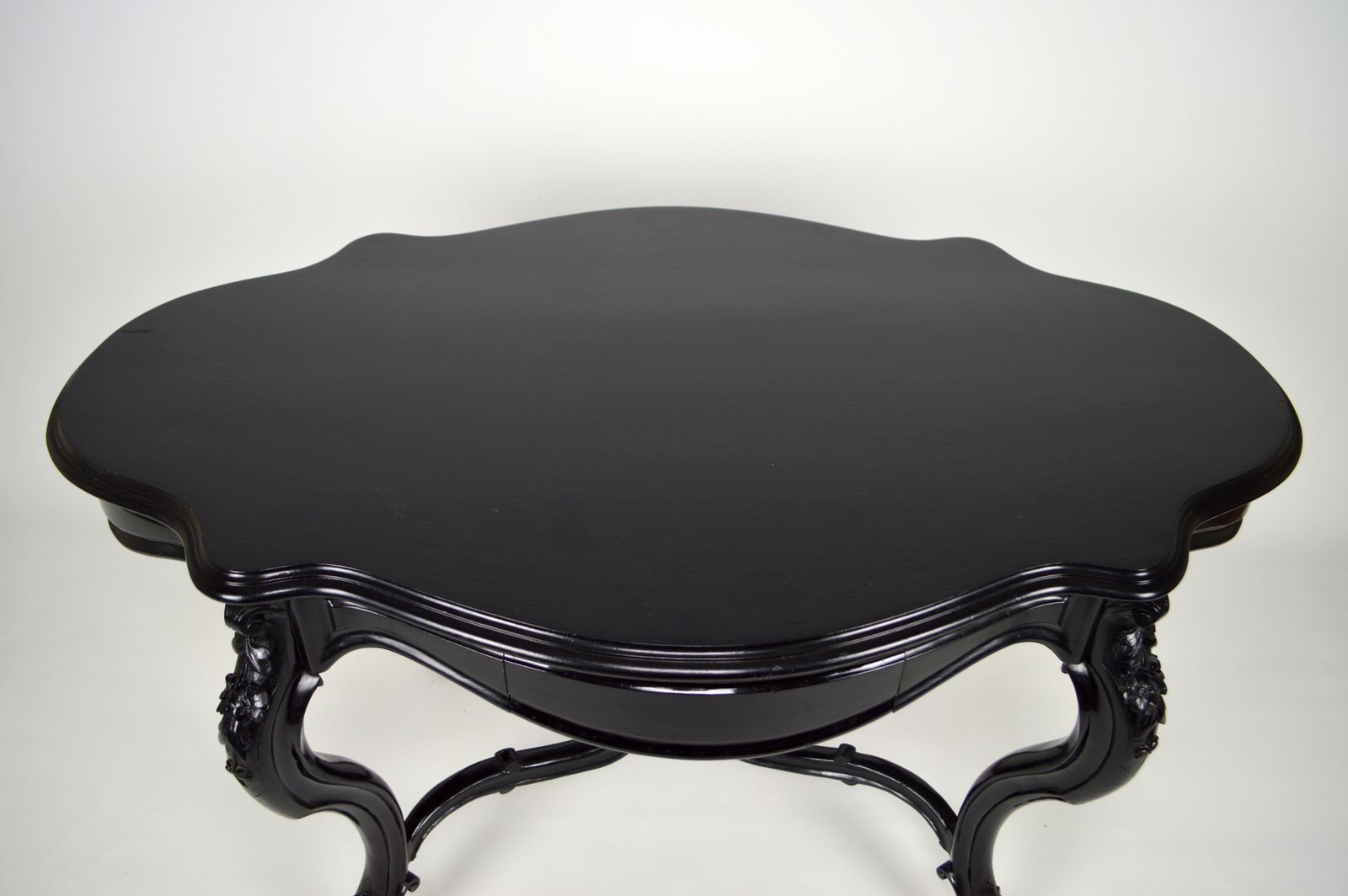 Antique Game Table And Two Chairs Set, Ebonised Wood, France, Napoleon III Style photo furniture