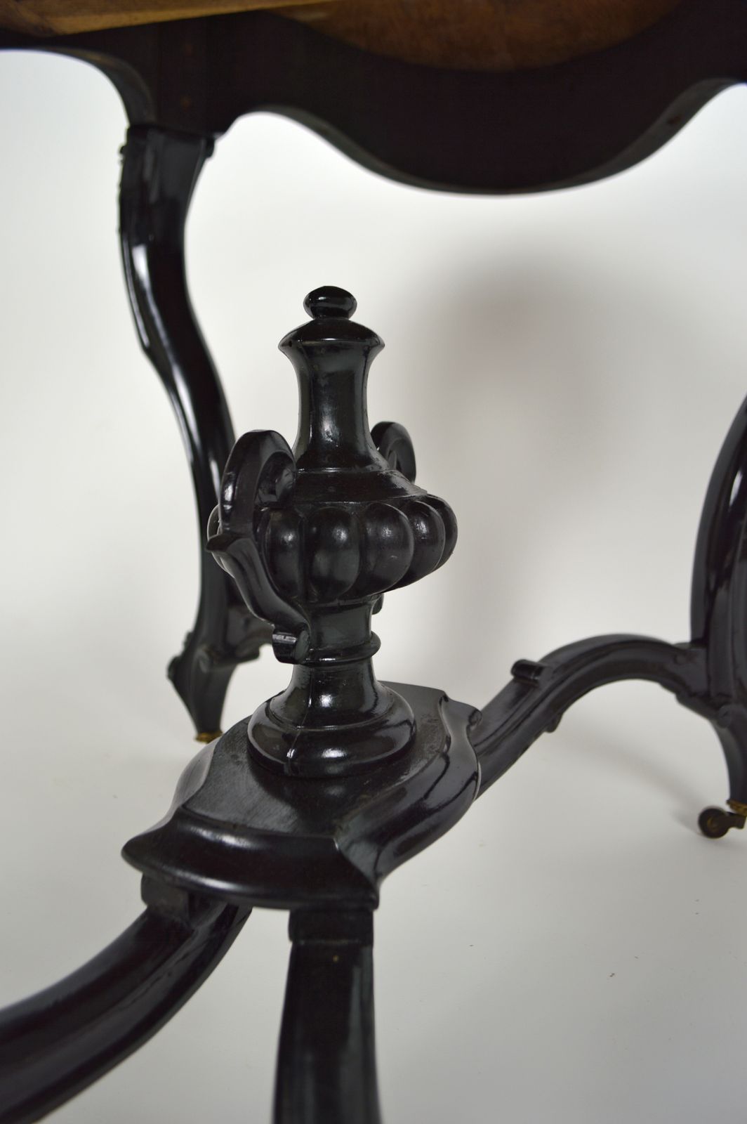 Antique Game Table And Two Chairs Set, Ebonised Wood, France, Napoleon III Style photo for sale