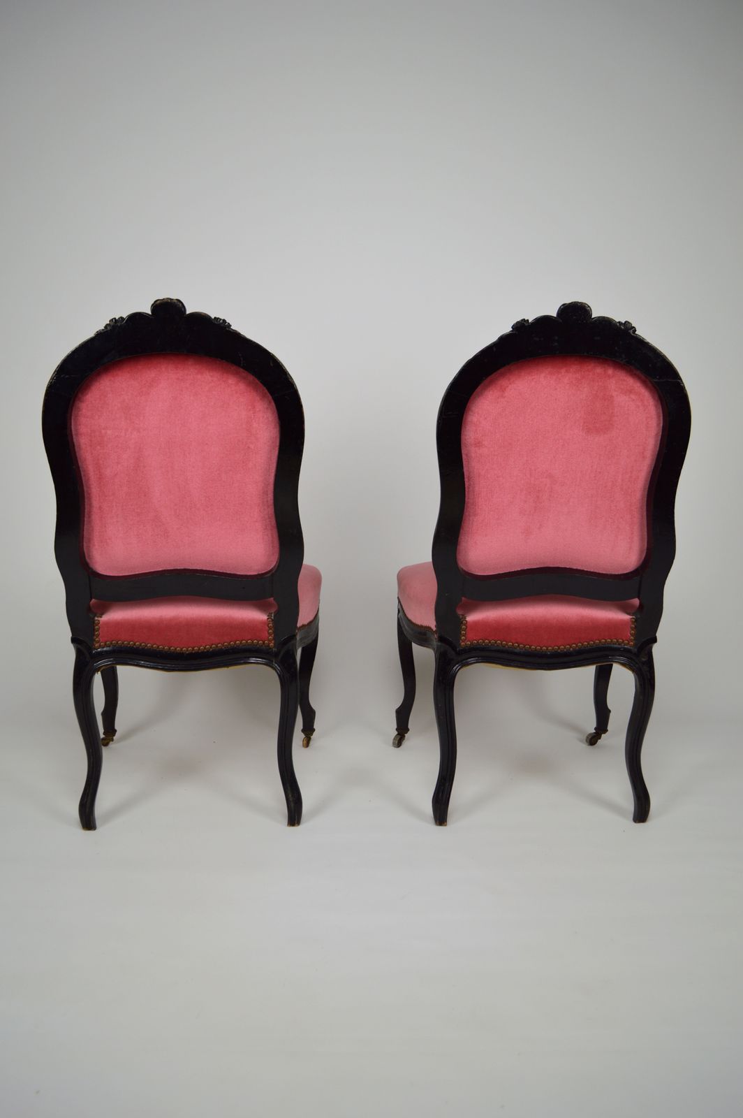 Antique Game Table And Two Chairs Set, Ebonised Wood, France, Napoleon III Style photo vinterior
