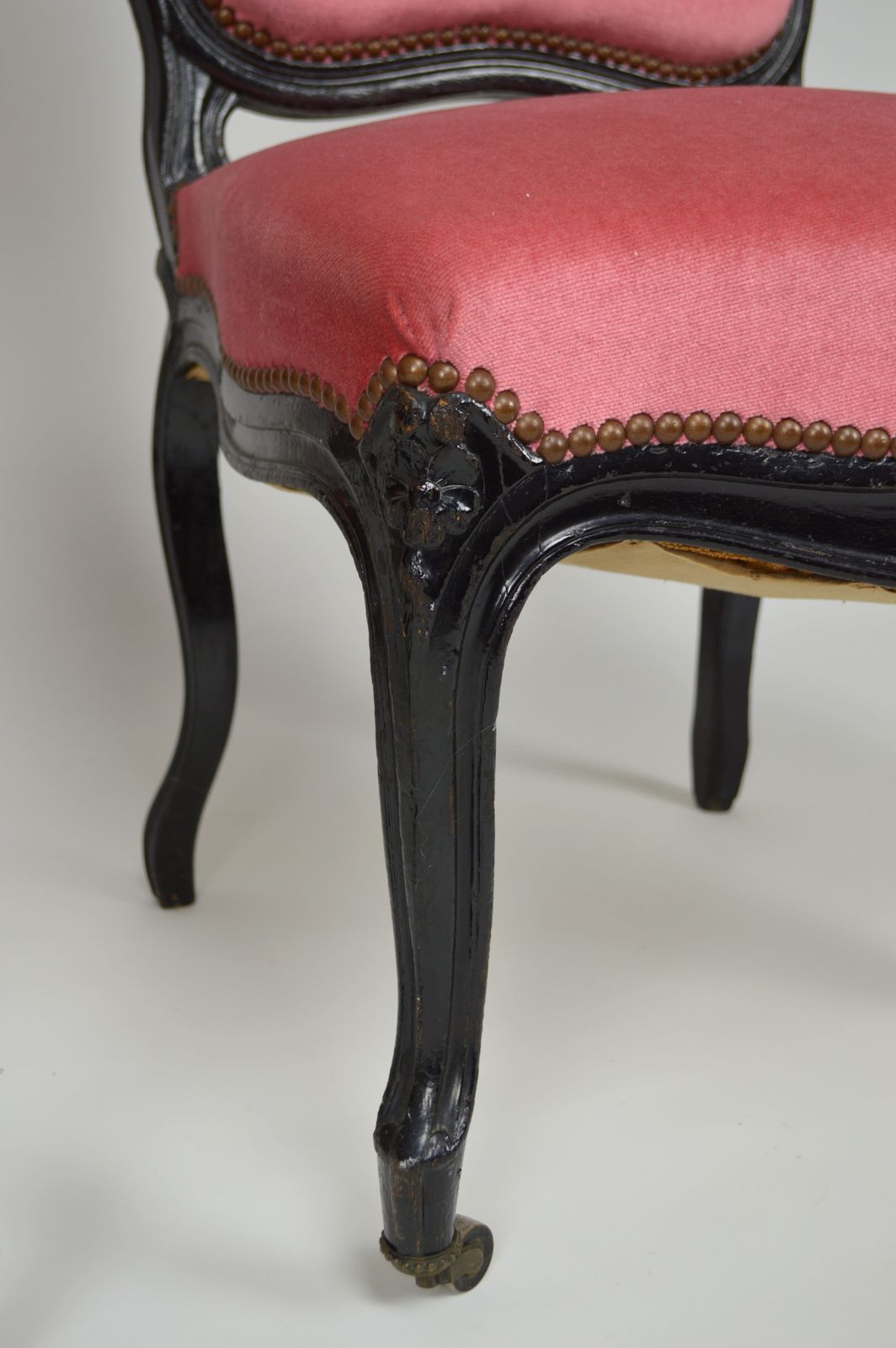 photo furniture Antique Game Table And Two Chairs Set, Ebonised Wood, France, Napoleon III Style
