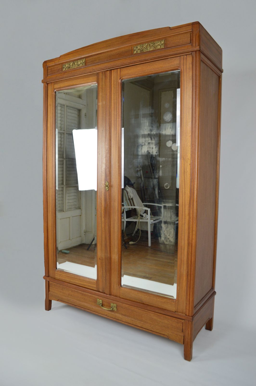 French Art Nouveau Mahogany Clematis Bedroom Set By Mathieu Gallerey, Circa 1920 photo buy