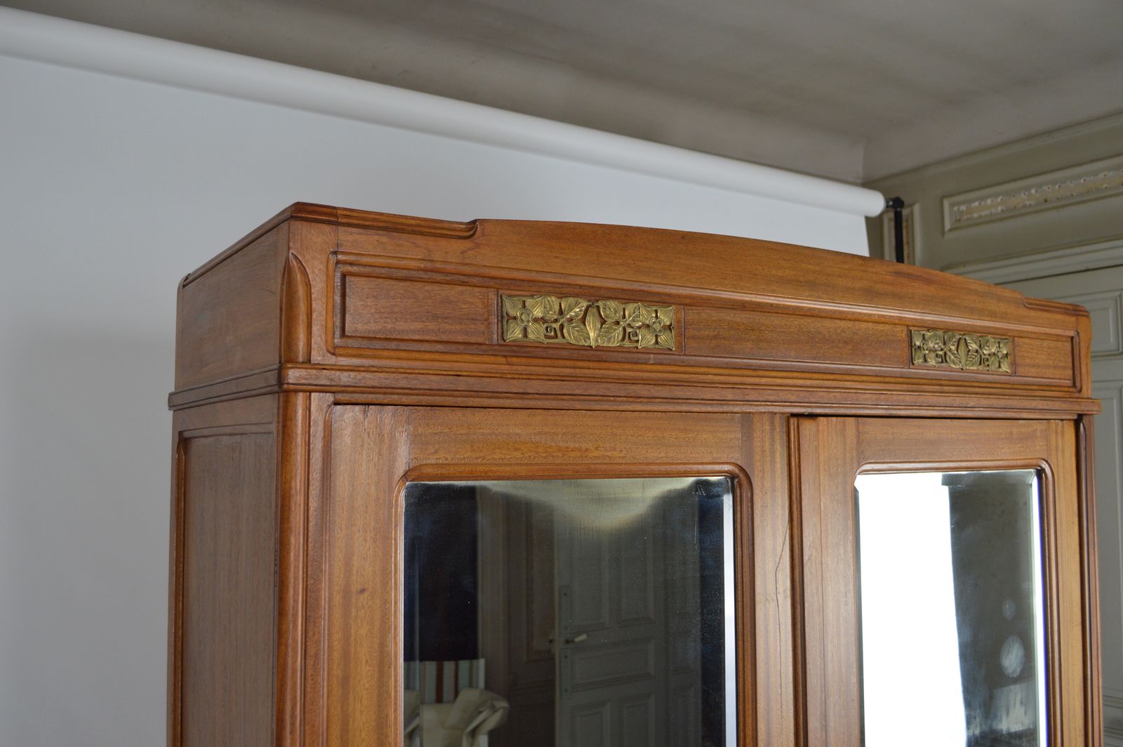 photo for sale French Art Nouveau Mahogany Clematis Bedroom Set By Mathieu Gallerey, Circa 1920